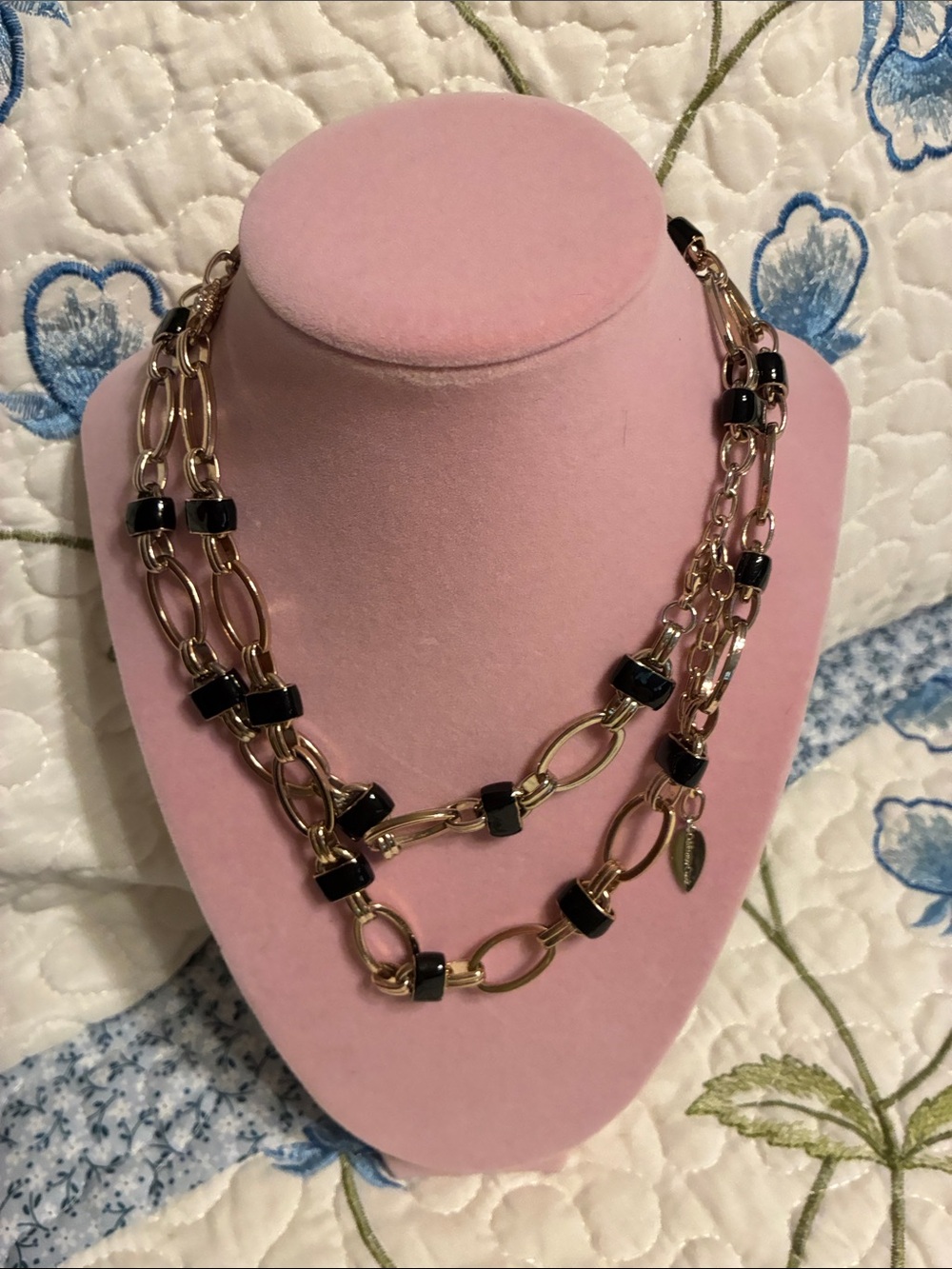 Coldwater Creek Gold-Tone Chain Necklace with Black Accents